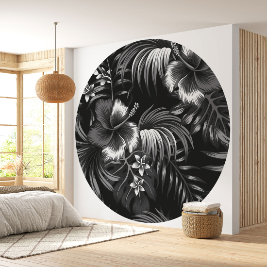 Round / Circle Wall Mural - Wallpaper - Floral pattern