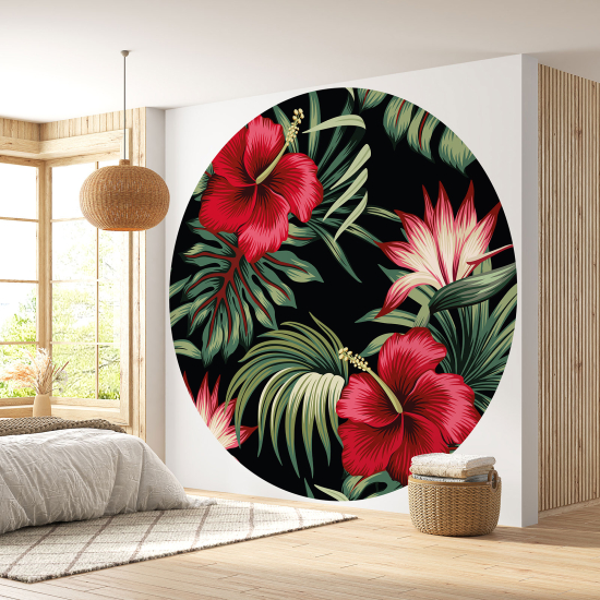 Round / Circle Wall Mural - Wallpaper - Floral pattern