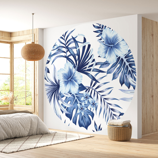 Round / Circle Wall Mural - Wallpaper - Floral pattern