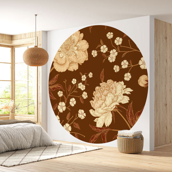 Round / Circle Wall Mural - Wallpaper - Floral pattern