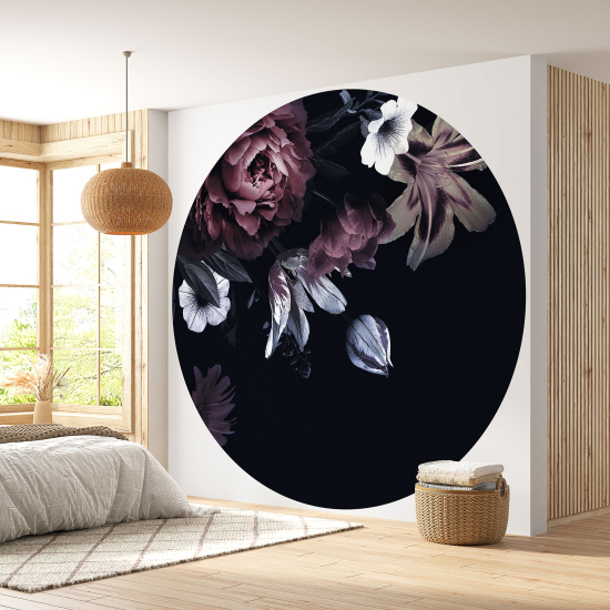 Round / Circle Wall Mural - Wallpaper - Floral pattern