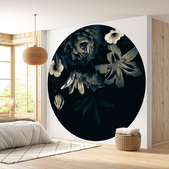 Round / Circle Wall Mural - Wallpaper - Floral pattern