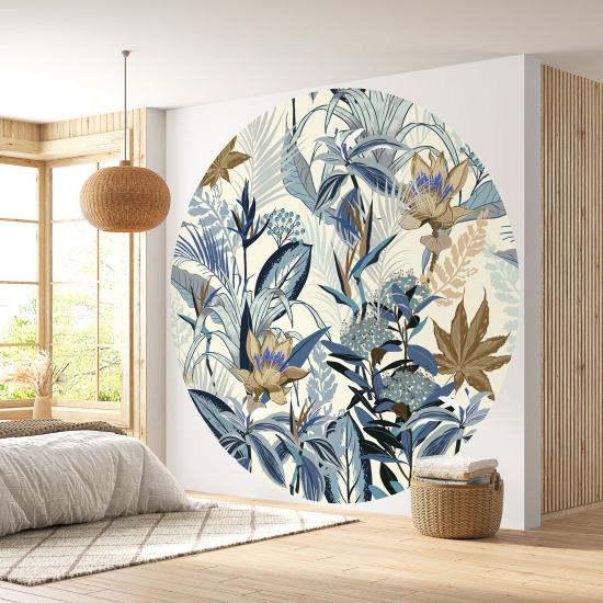 Round / Circle Wall Mural - Wallpaper - Floral pattern