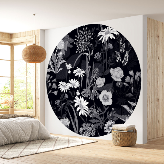 Round / Circle Wall Mural - Wallpaper - Floral pattern