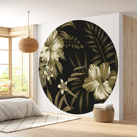 Round / Circle Wall Mural - Wallpaper - Floral pattern