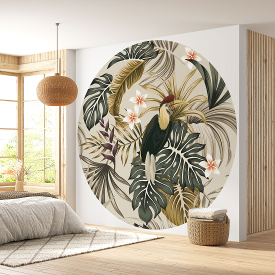 Round / Circle Wall Mural - Wallpaper - Floral pattern