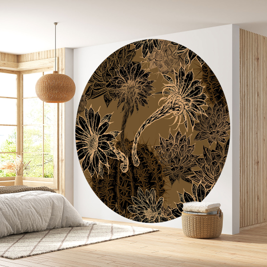 Round / Circle Wall Mural - Wallpaper - Floral pattern