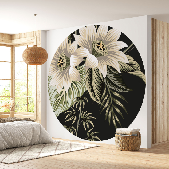 Round / Circle Wall Mural - Wallpaper - Floral pattern