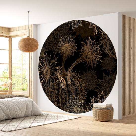 Round / Circle Wall Mural - Wallpaper - Floral pattern