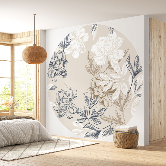 Round / Circle Wall Mural - Wallpaper - Floral pattern