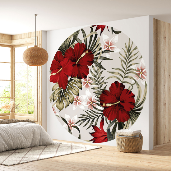 Round / Circle Wall Mural - Wallpaper - Floral pattern