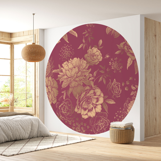 Round / Circle Wall Mural - Wallpaper - Floral pattern