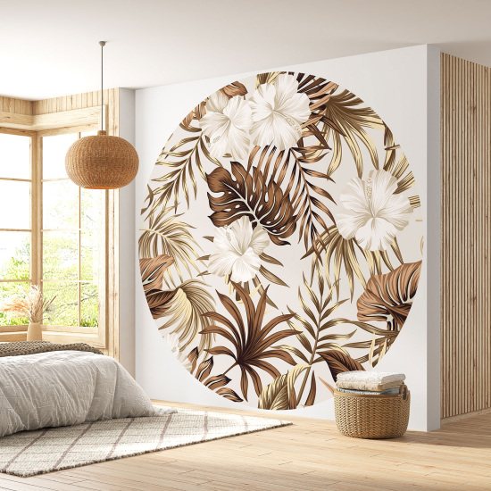 Round / Circle Wall Mural - Wallpaper - Floral pattern