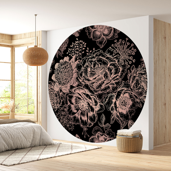 Round / Circle Wall Mural - Wallpaper - Floral pattern