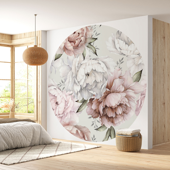 Round / Circle Wall Mural - Wallpaper - Floral pattern