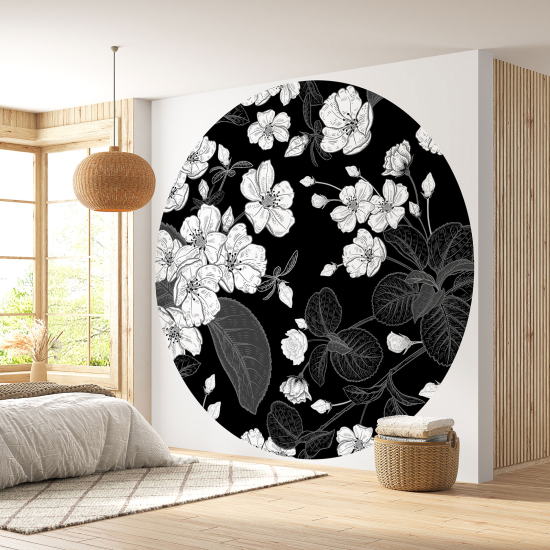 Round / Circle Wall Mural - Wallpaper - Floral pattern