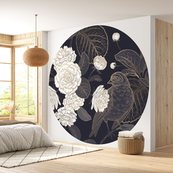 Round / Circle Wall Mural - Wallpaper - Floral pattern