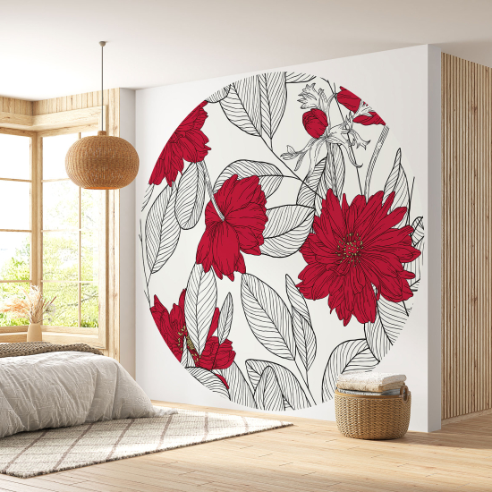 Round / Circle Wall Mural - Wallpaper - Floral pattern