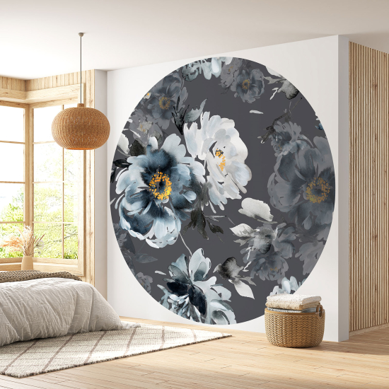 Round / Circle Wall Mural - Wallpaper - Floral pattern