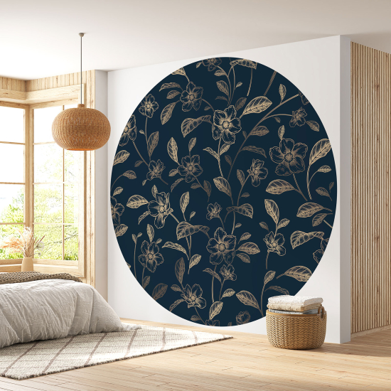 Round / Circle Wall Mural - Wallpaper - Floral pattern