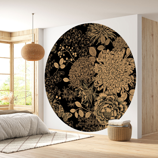 Round / Circle Wall Mural - Wallpaper - Floral pattern