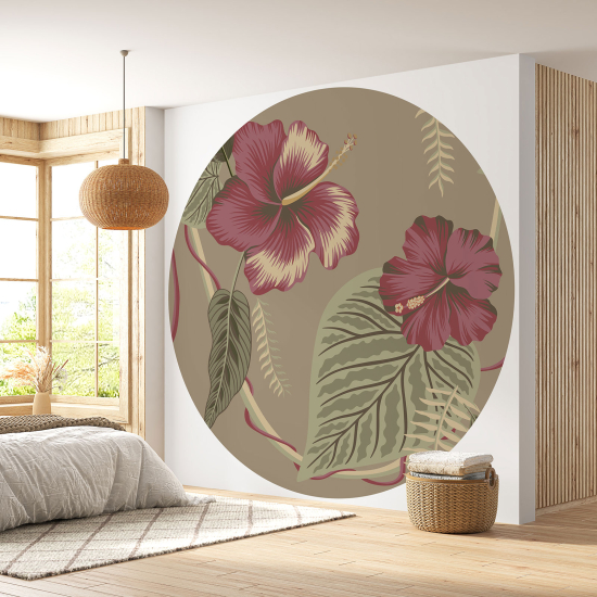 Round / Circle Wall Mural - Wallpaper - Floral pattern