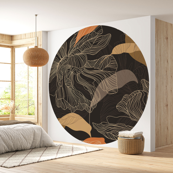 Round / Circle Wall Mural - Wallpaper - Floral pattern