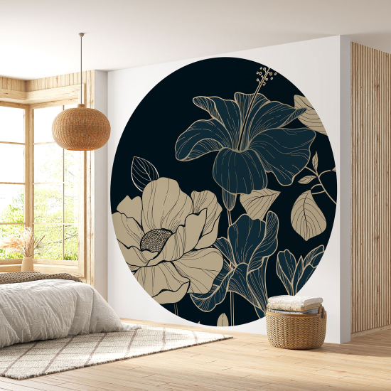 Round / Circle Wall Mural - Wallpaper - Floral pattern