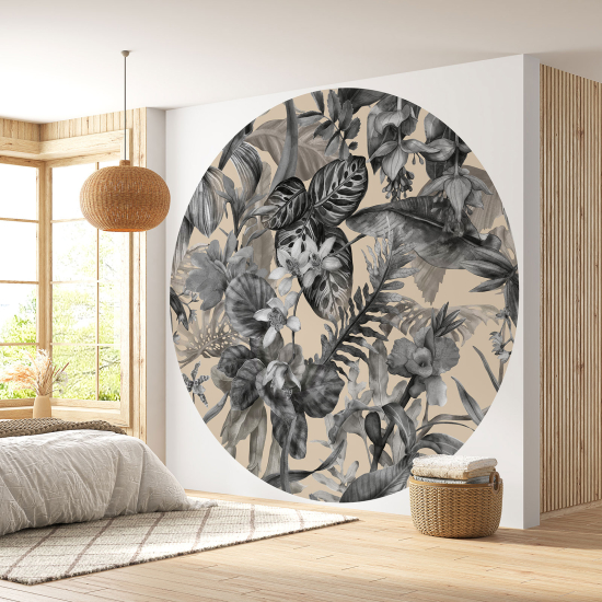 Round / Circle Wall Mural - Wallpaper - Floral pattern