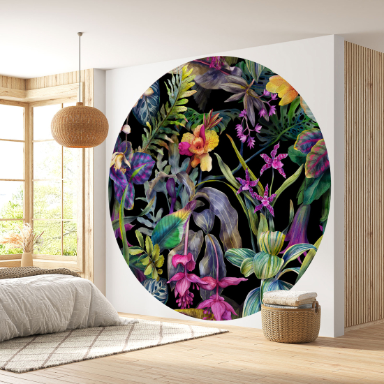 Round / Circle Wall Mural - Wallpaper - Floral pattern