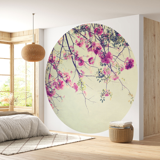 Round / Circle Wall Mural - Wallpaper - Flowers