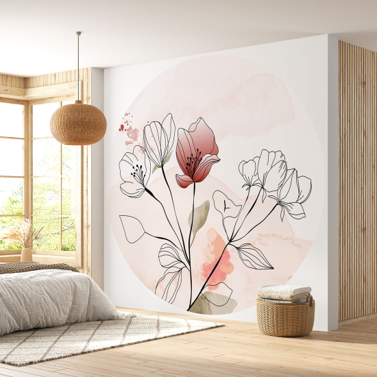 Round / Circle Wall Mural - Wallpaper - Flowers