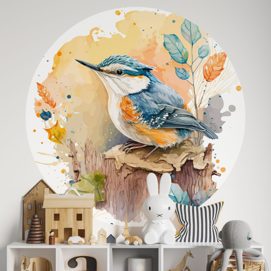 Round / Circle Wall Mural - Wallpaper for Kids - Bird