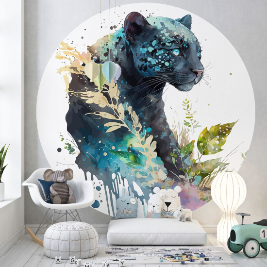 Round / Circle Wall Mural - Wallpaper for Kids - Black Panther