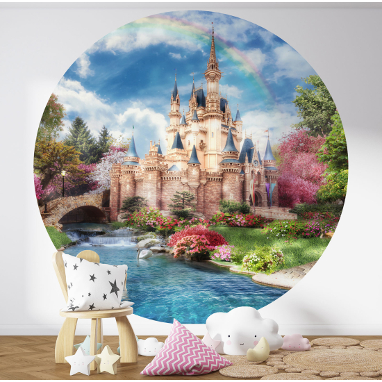 Round / Circle Wall Mural - Wallpaper for Kids - Castle