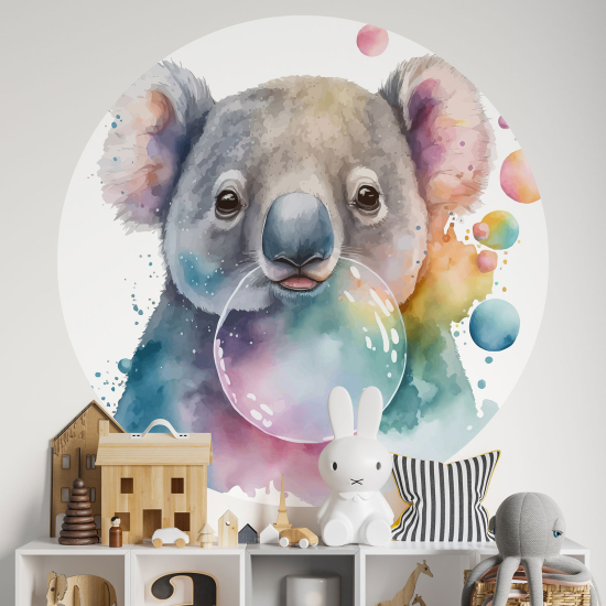 Round / Circle Wall Mural - Wallpaper for Kids - Koala