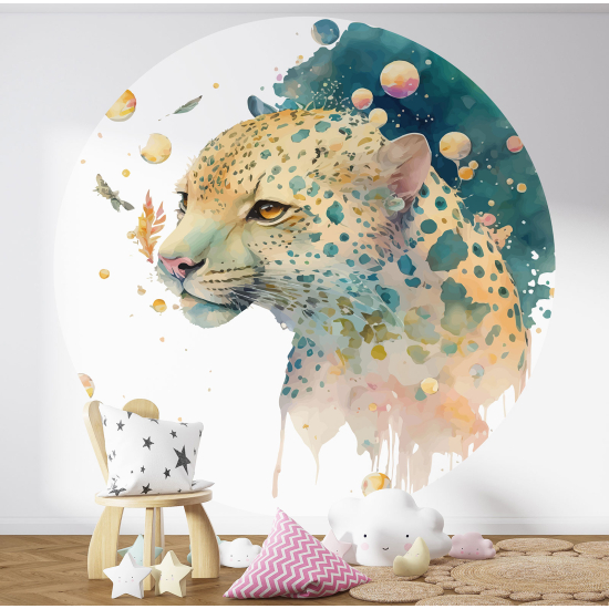 Round / Circle Wall Mural - Wallpaper for Kids - Leopard