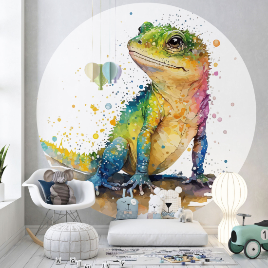 Round / Circle Wall Mural - Wallpaper for Kids - Lizard