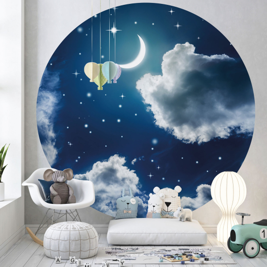 Round / Circle Wall Mural - Wallpaper for Kids - Night