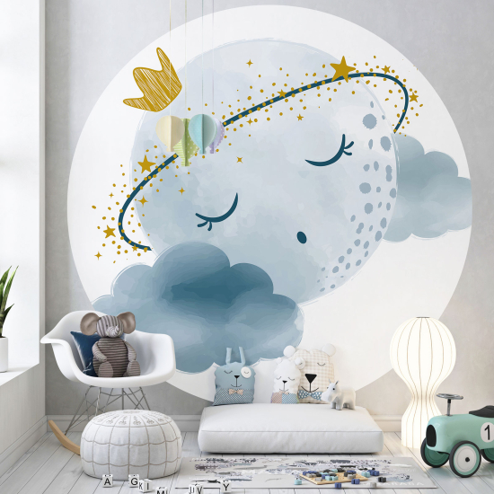 Round / Circle Wall Mural - Wallpaper for Kids - Night