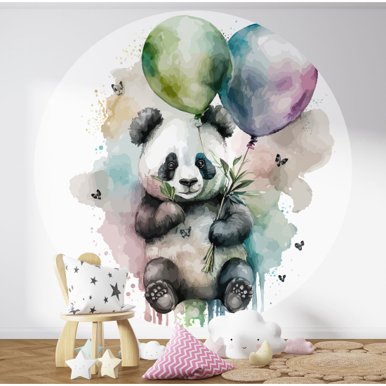 Round / Circle Wall Mural - Wallpaper for Kids - Panda