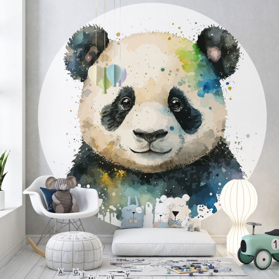 Round / Circle Wall Mural - Wallpaper for Kids - Panda