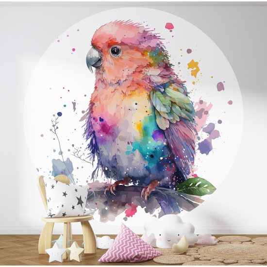 Round / Circle Wall Mural - Wallpaper for Kids - Parrot