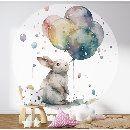 Round / Circle Wall Mural - Wallpaper for Kids - Rabbit