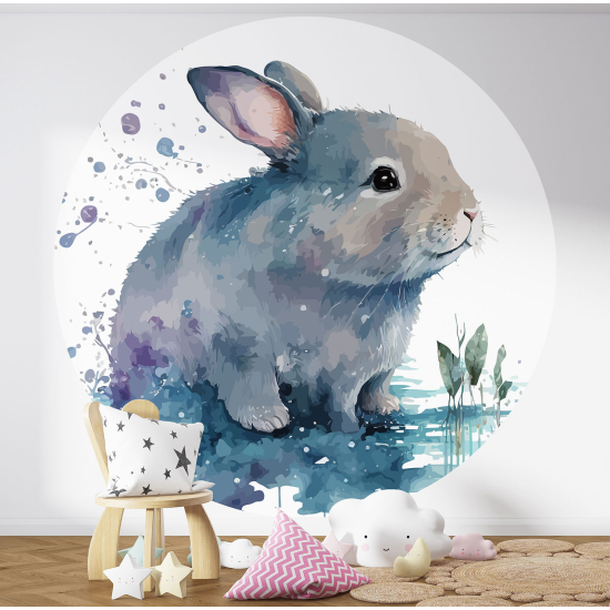 Round / Circle Wall Mural - Wallpaper for Kids - Rabbit