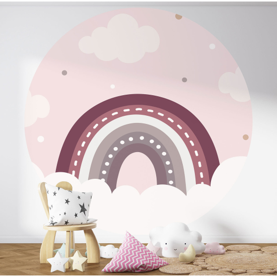 Round / Circle Wall Mural - Wallpaper for Kids - Rainbow