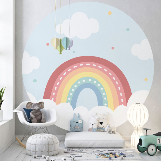 Round / Circle Wall Mural - Wallpaper for Kids - Rainbow