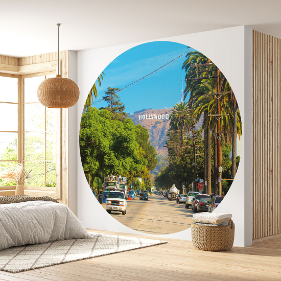 Round / Circle Wall Mural - Wallpaper - Hollywood