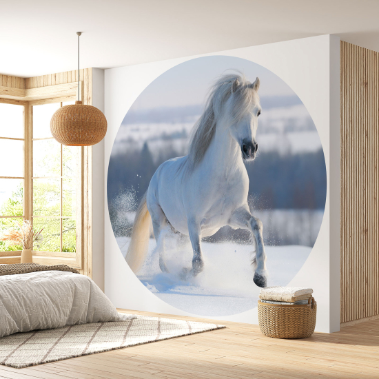 Round / Circle Wall Mural - Wallpaper - Horse