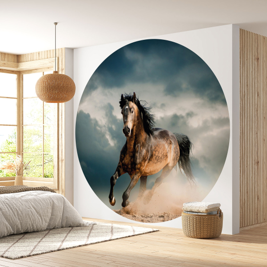 Round / Circle Wall Mural - Wallpaper - Horse